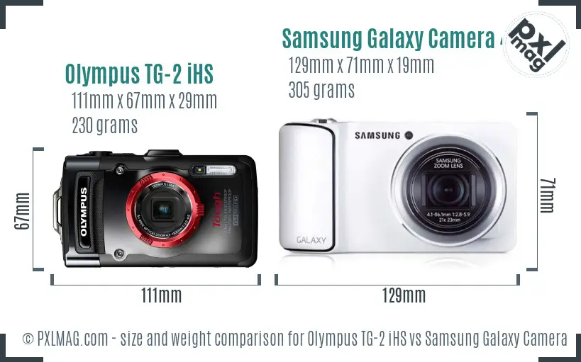Olympus TG-2 iHS vs Samsung Galaxy Camera 4G size comparison