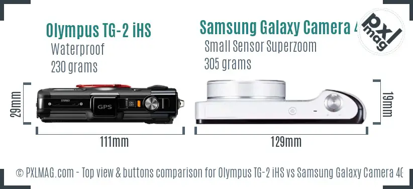 Olympus TG-2 iHS vs Samsung Galaxy Camera 4G top view buttons comparison