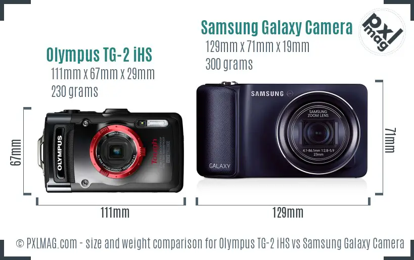Olympus TG-2 iHS vs Samsung Galaxy Camera size comparison