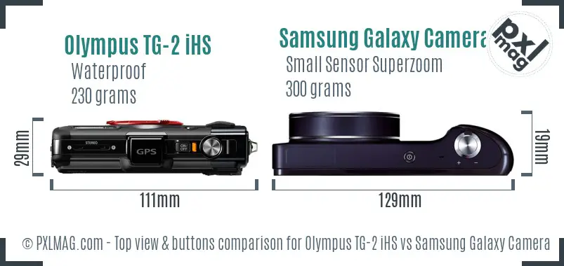 Olympus TG-2 iHS vs Samsung Galaxy Camera top view buttons comparison