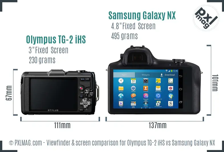 Olympus TG-2 iHS vs Samsung Galaxy NX Screen and Viewfinder comparison