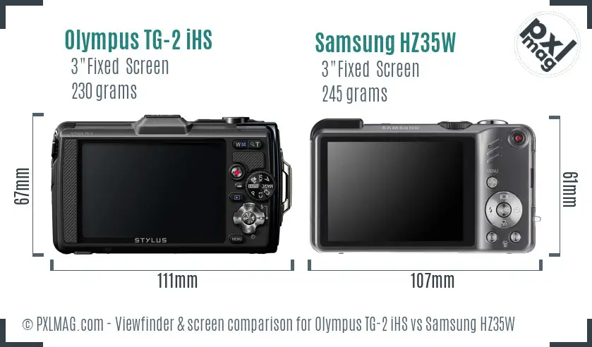 Olympus TG-2 iHS vs Samsung HZ35W Screen and Viewfinder comparison