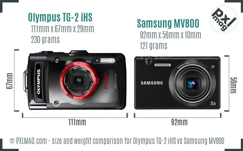 Olympus TG-2 iHS vs Samsung MV800 size comparison Olympus TG-2 iHS vs Samsung MV800 size comparison