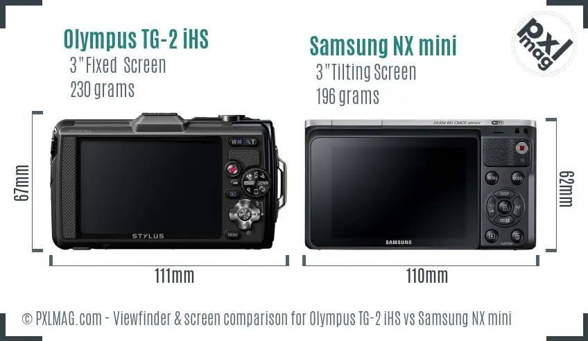 Olympus TG-2 iHS vs Samsung NX mini Screen and Viewfinder comparison