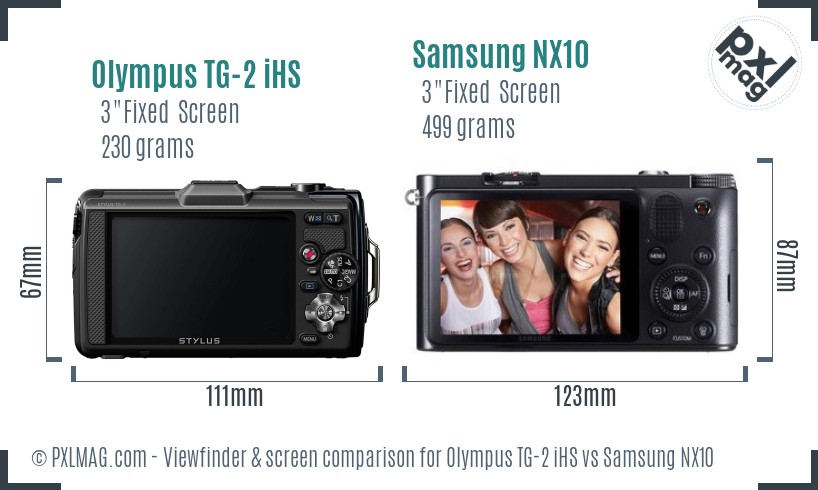 Olympus TG-2 iHS vs Samsung NX10 Screen and Viewfinder comparison