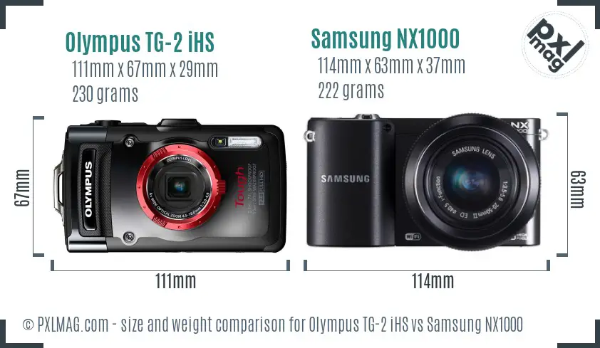 Olympus TG-2 iHS vs Samsung NX1000 size comparison Olympus TG-2 iHS vs Samsung NX1000 size comparison
