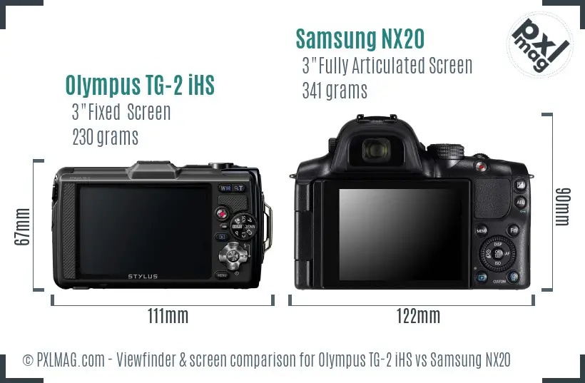 Olympus TG-2 iHS vs Samsung NX20 Screen and Viewfinder comparison