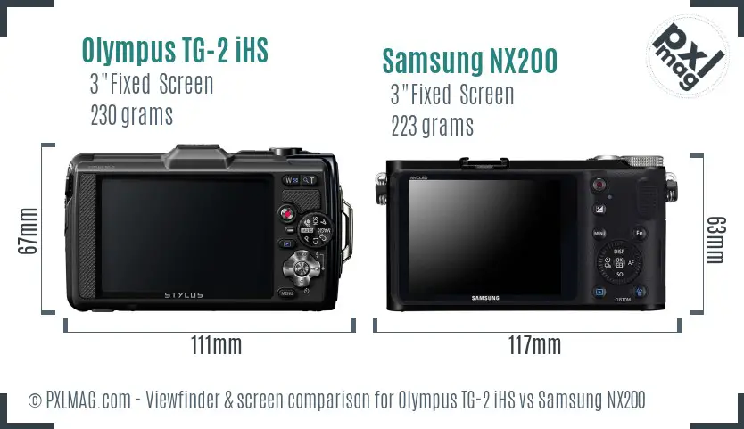 Olympus TG-2 iHS vs Samsung NX200 Screen and Viewfinder comparison