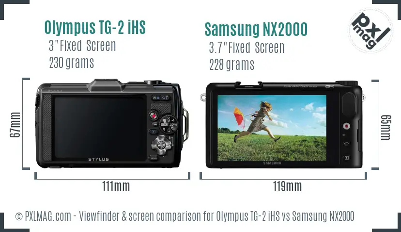 Olympus TG-2 iHS vs Samsung NX2000 Screen and Viewfinder comparison