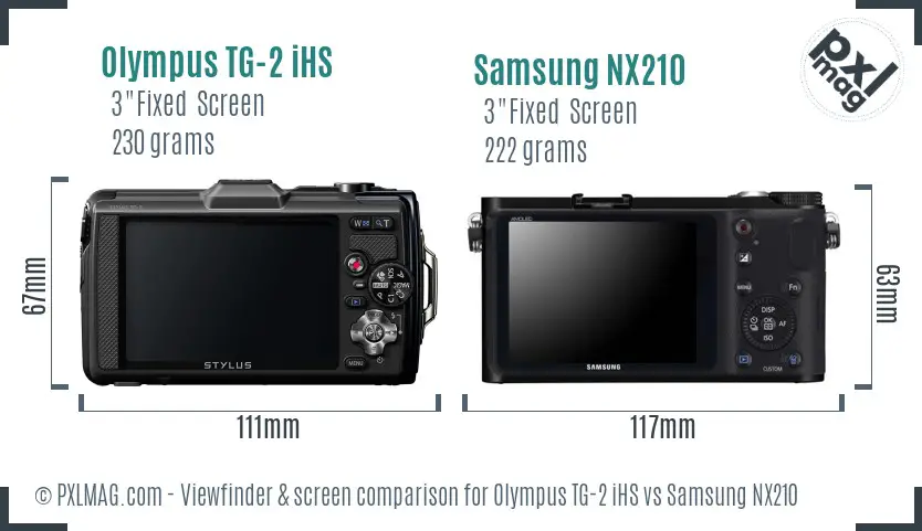 Olympus TG-2 iHS vs Samsung NX210 Screen and Viewfinder comparison