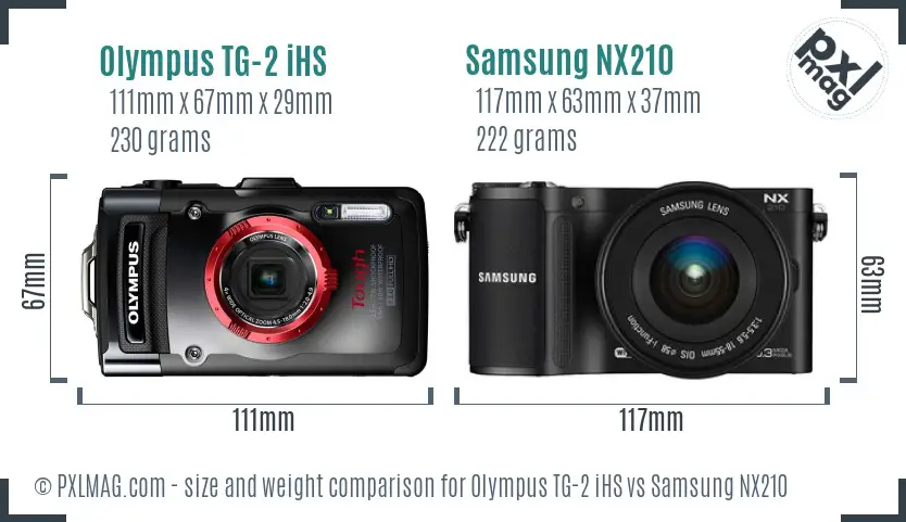 Olympus TG-2 iHS vs Samsung NX210 size comparison Olympus TG-2 iHS vs Samsung NX210 size comparison
