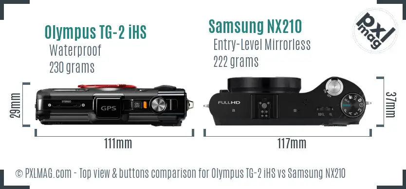 Olympus TG-2 iHS vs Samsung NX210 top view buttons comparison