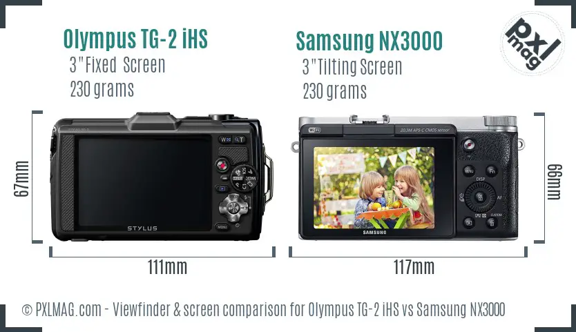 Olympus TG-2 iHS vs Samsung NX3000 Screen and Viewfinder comparison