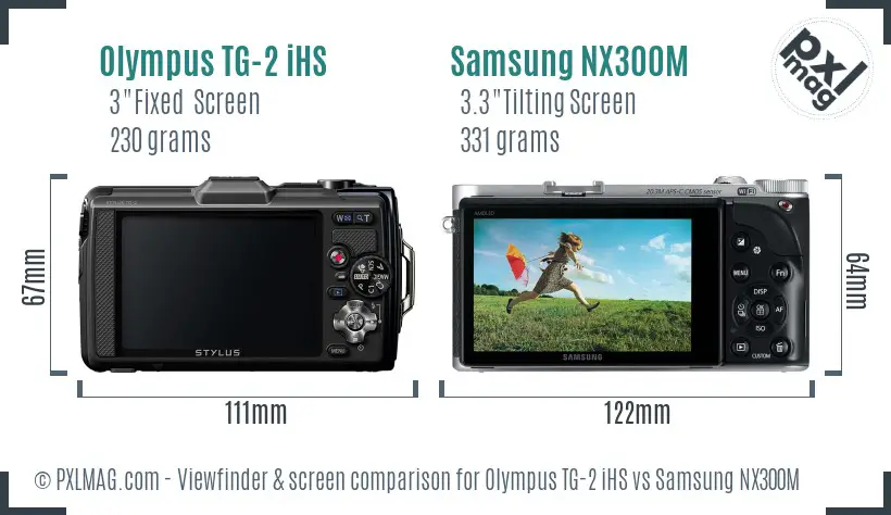 Olympus TG-2 iHS vs Samsung NX300M Screen and Viewfinder comparison