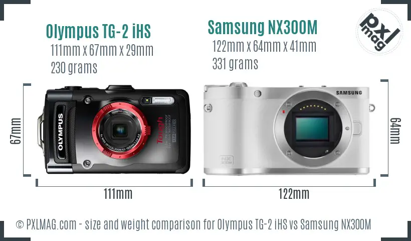 Olympus TG-2 iHS vs Samsung NX300M size comparison