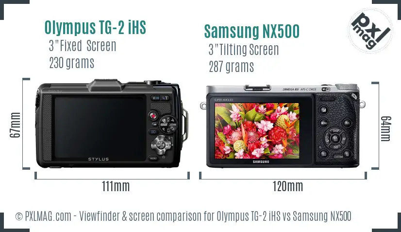 Olympus TG-2 iHS vs Samsung NX500 Screen and Viewfinder comparison
