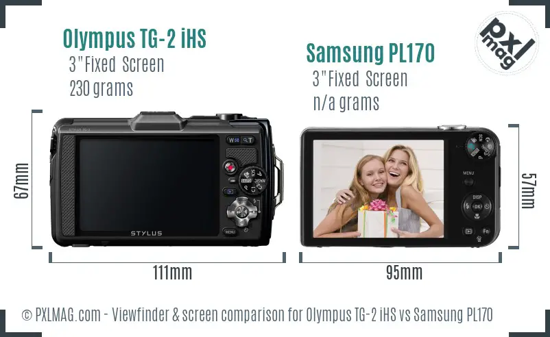 Olympus TG-2 iHS vs Samsung PL170 Screen and Viewfinder comparison