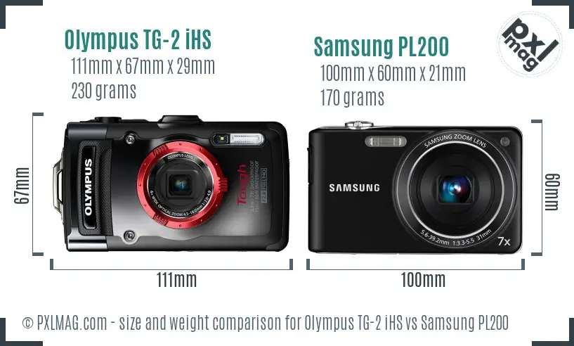 Olympus TG-2 iHS vs Samsung PL200 size comparison Olympus TG-2 iHS vs Samsung PL200 size comparison