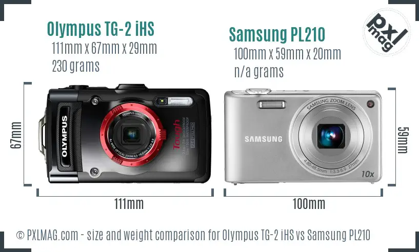 Olympus TG-2 iHS vs Samsung PL210 size comparison Olympus TG-2 iHS vs Samsung PL210 size comparison