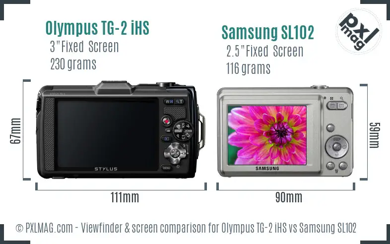 Olympus TG-2 iHS vs Samsung SL102 Screen and Viewfinder comparison Olympus TG-2 iHS vs Samsung SL102 Screen and Viewfinder comparison