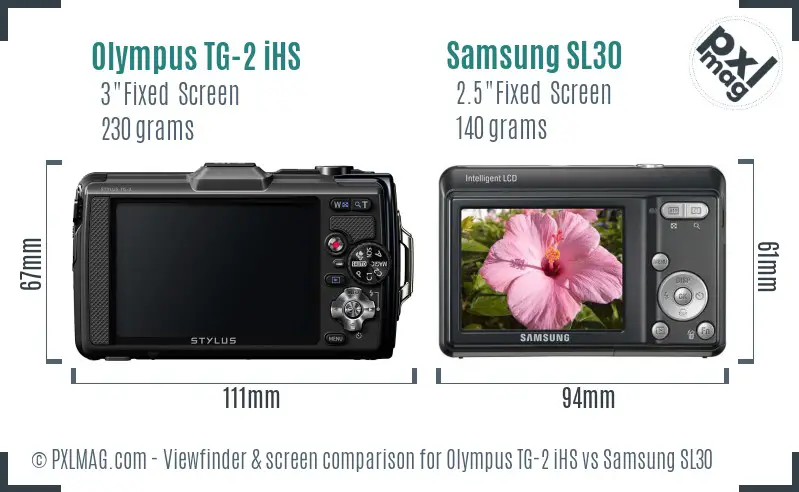 Olympus TG-2 iHS vs Samsung SL30 Screen and Viewfinder comparison