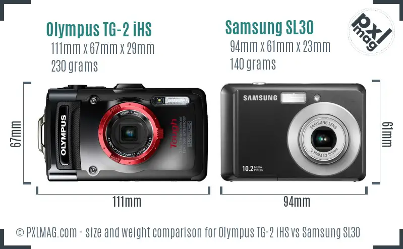 Olympus TG-2 iHS vs Samsung SL30 size comparison