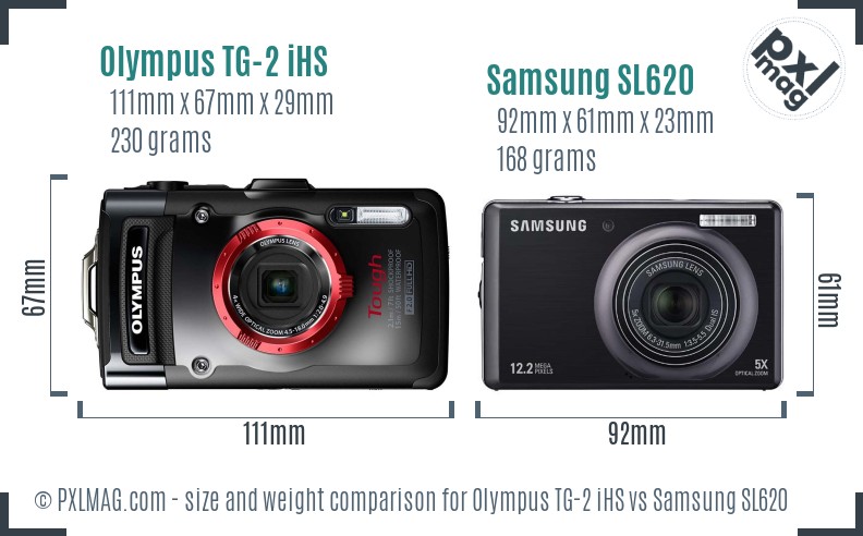 Olympus TG-2 iHS vs Samsung SL620 size comparison