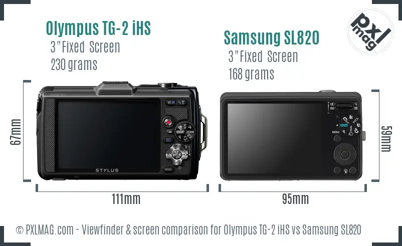 Olympus TG-2 iHS vs Samsung SL820 Screen and Viewfinder comparison