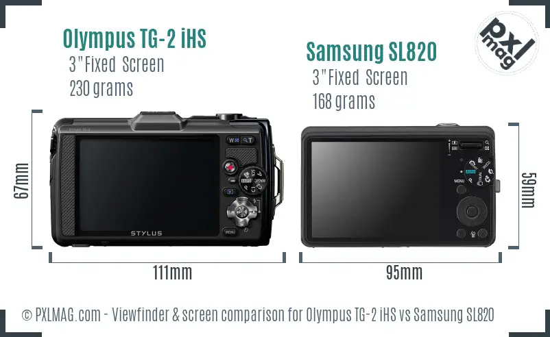 Olympus TG-2 iHS vs Samsung SL820 Screen and Viewfinder comparison Olympus TG-2 iHS vs Samsung SL820 Screen and Viewfinder comparison