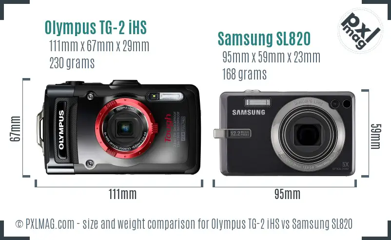 Olympus TG-2 iHS vs Samsung SL820 size comparison