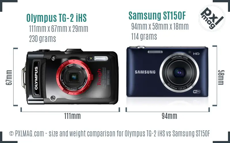 Olympus TG-2 iHS vs Samsung ST150F size comparison Olympus TG-2 iHS vs Samsung ST150F size comparison