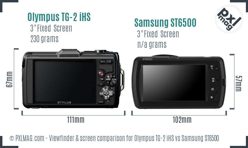 Olympus TG-2 iHS vs Samsung ST6500 Screen and Viewfinder comparison