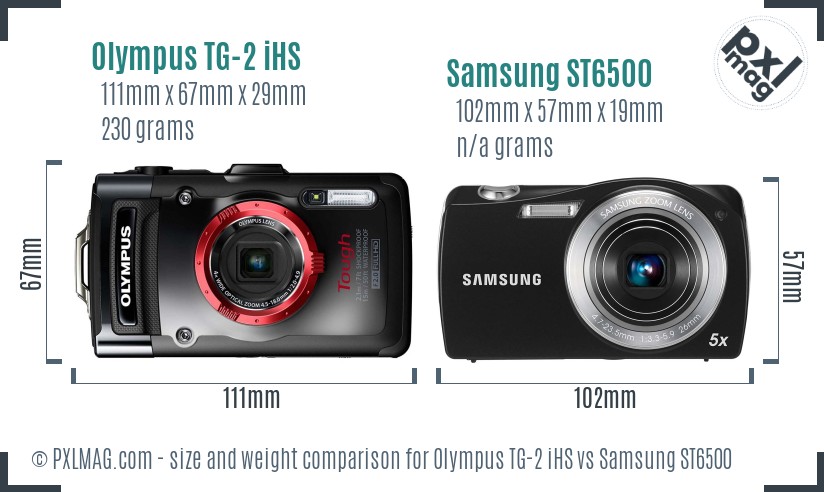 Olympus TG-2 iHS vs Samsung ST6500 size comparison