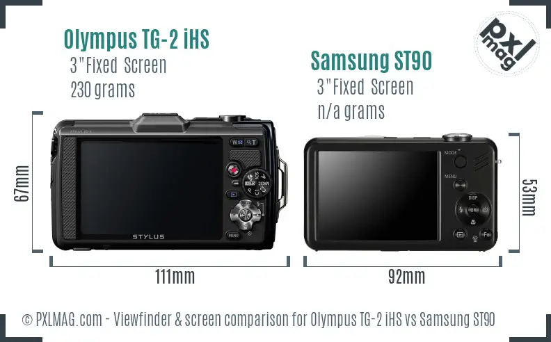 Olympus TG-2 iHS vs Samsung ST90 Screen and Viewfinder comparison