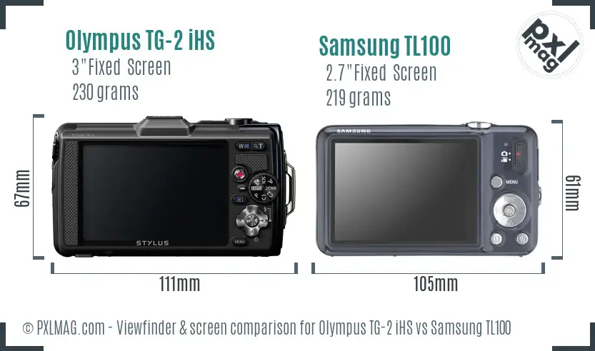Olympus TG-2 iHS vs Samsung TL100 Screen and Viewfinder comparison