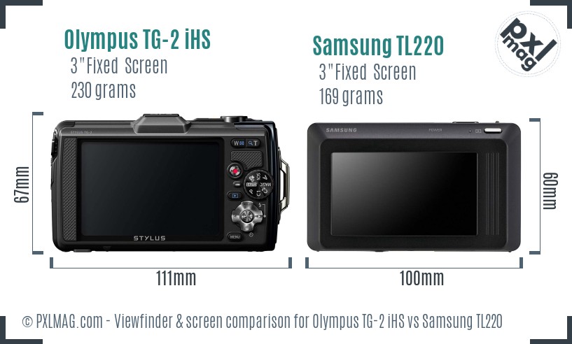 Olympus TG-2 iHS vs Samsung TL220 Screen and Viewfinder comparison