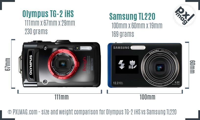 Olympus TG-2 iHS vs Samsung TL220 size comparison