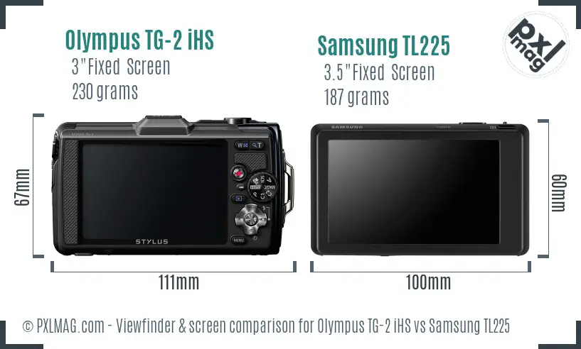 Olympus TG-2 iHS vs Samsung TL225 Screen and Viewfinder comparison
