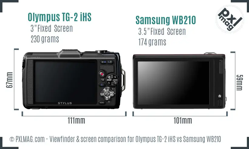 Olympus TG-2 iHS vs Samsung WB210 Screen and Viewfinder comparison