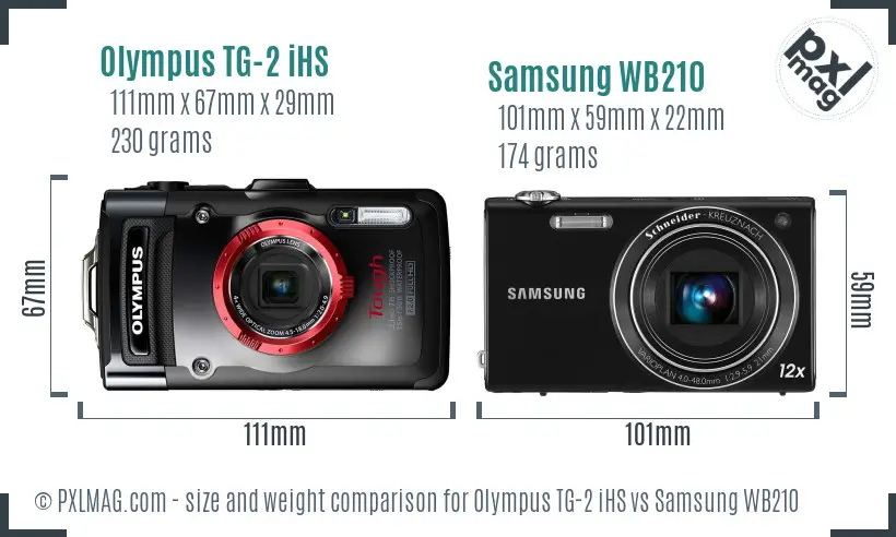 Olympus TG-2 iHS vs Samsung WB210 size comparison