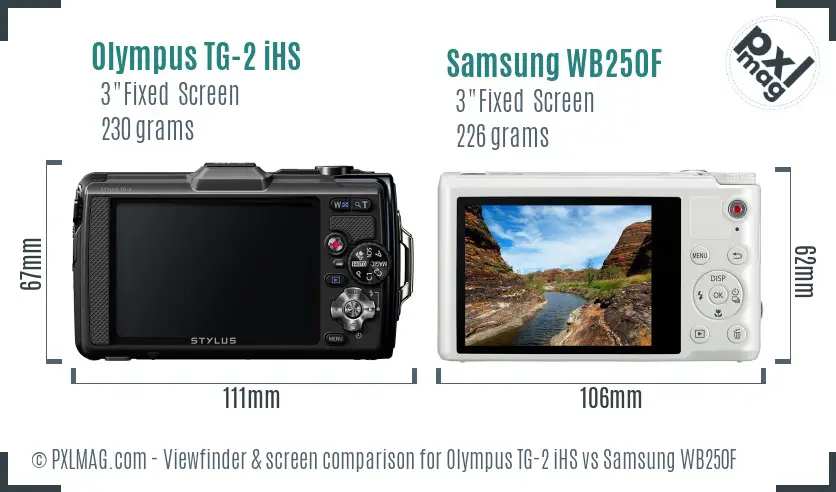 Olympus TG-2 iHS vs Samsung WB250F Screen and Viewfinder comparison