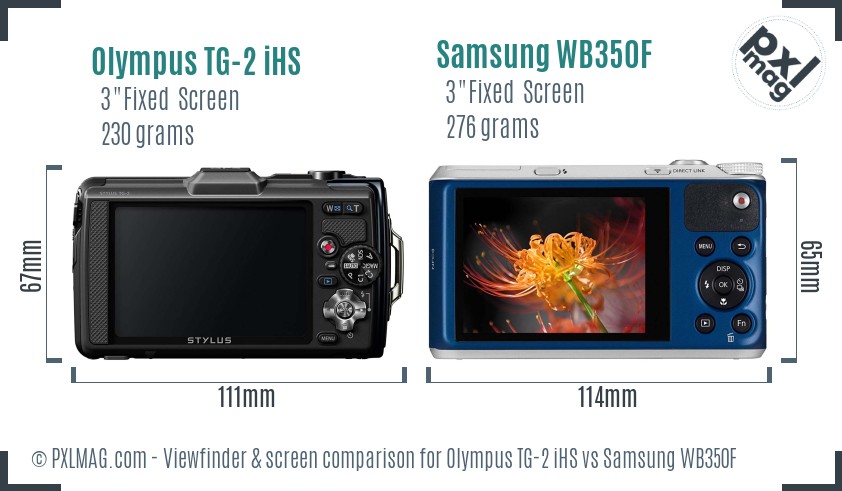 Olympus TG-2 iHS vs Samsung WB350F Screen and Viewfinder comparison