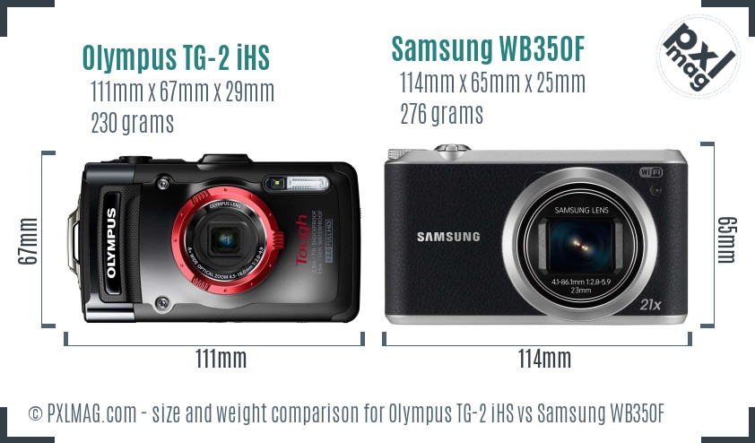 Olympus TG-2 iHS vs Samsung WB350F size comparison Olympus TG-2 iHS vs Samsung WB350F size comparison