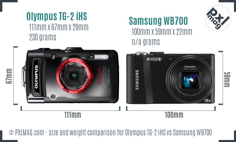 Olympus TG-2 iHS vs Samsung WB700 size comparison Olympus TG-2 iHS vs Samsung WB700 size comparison