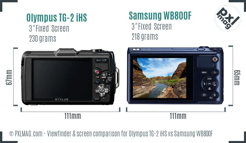 Olympus TG-2 iHS vs Samsung WB800F Screen and Viewfinder comparison