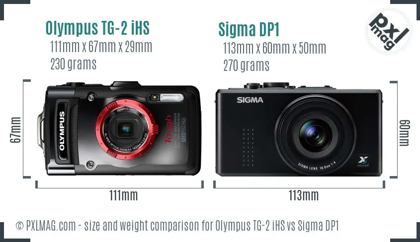 Olympus TG-2 iHS vs Sigma DP1 size comparison Olympus TG-2 iHS vs Sigma DP1 size comparison