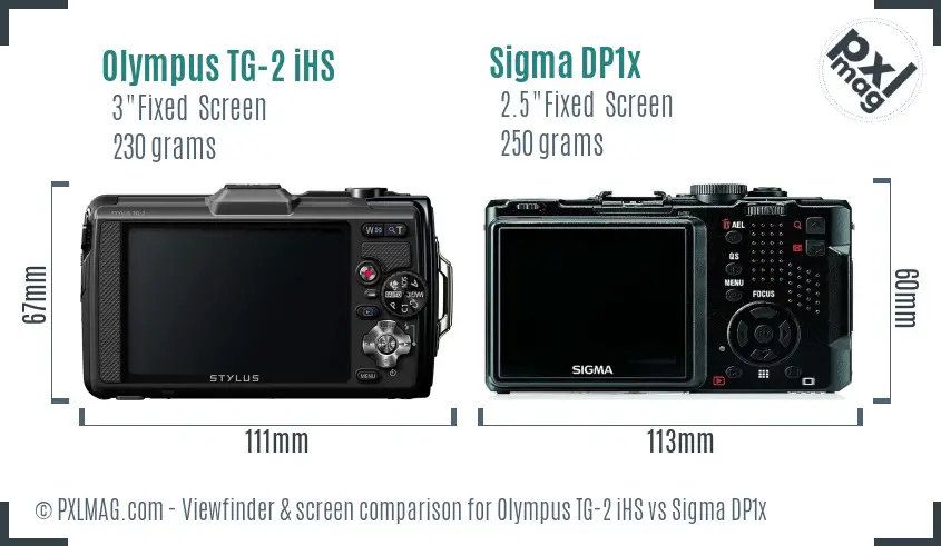 Olympus TG-2 iHS vs Sigma DP1x Screen and Viewfinder comparison