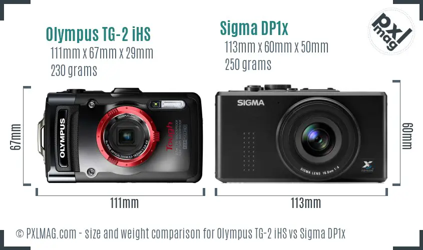 Olympus TG-2 iHS vs Sigma DP1x size comparison