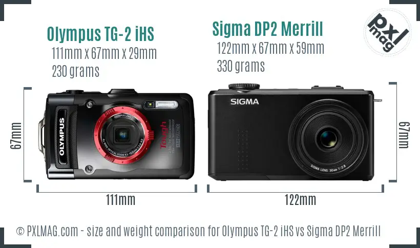 Size comparison between Olympus TG-2 iHS and Sigma DP2 Merrill