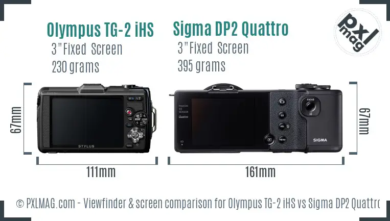 Olympus TG-2 iHS vs Sigma DP2 Quattro Screen and Viewfinder comparison